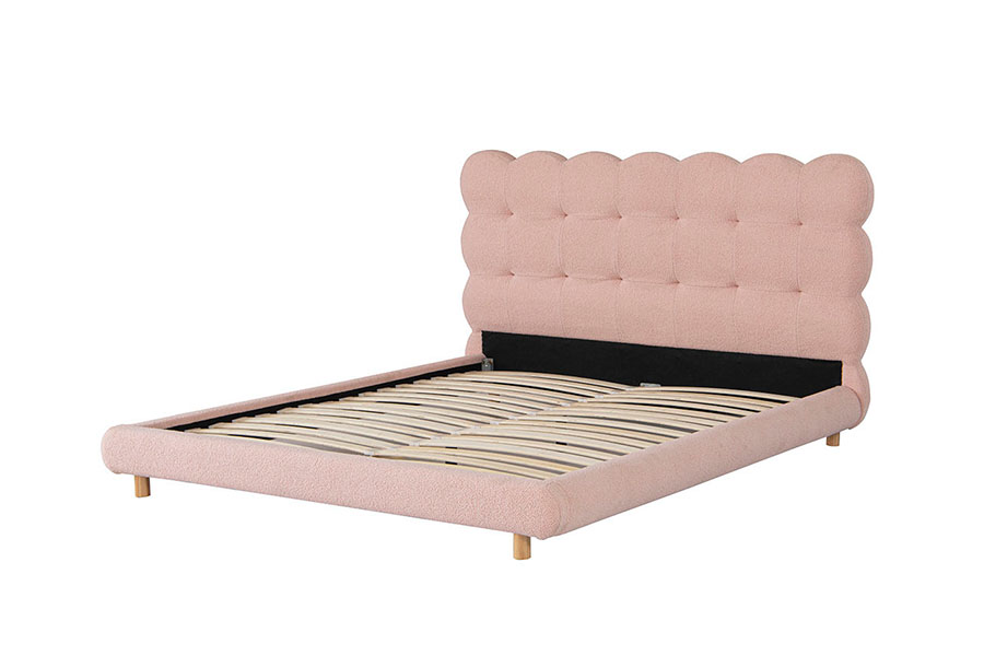 4134 French Design Sherpa Wool Tufted Upholstered Bed