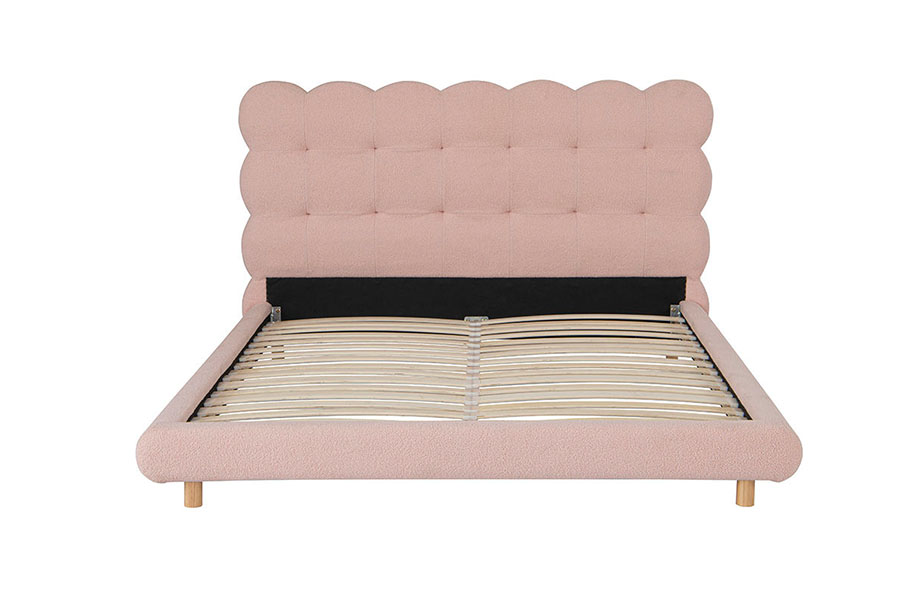 4134 French Design Sherpa Wool Tufted Upholstered Bed