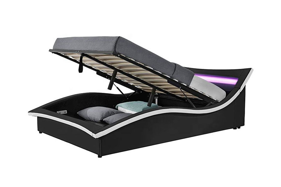 1877 Luxury PU Leather LED Upholstered Bed Frame