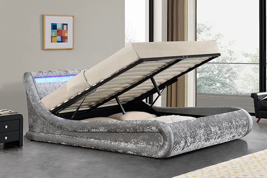 1138-1G Parang Wave LED Gas Lift Ottoman PU Leather Bed