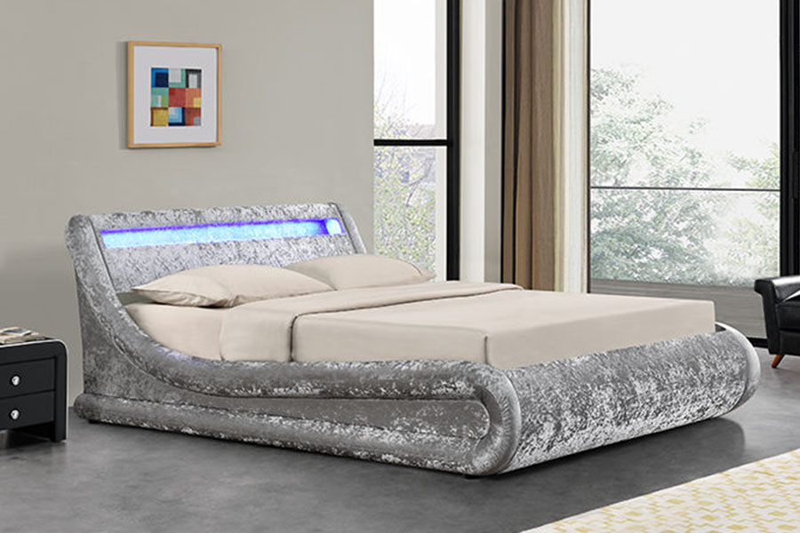 1138-1G Parang Wave LED Gas Lift Ottoman PU Leather Bed
