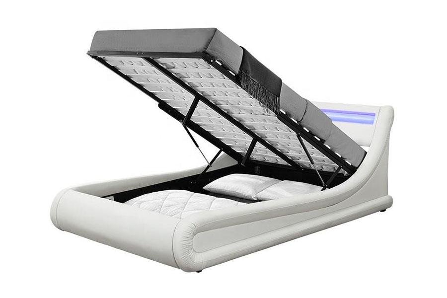 1138-1G Parang Wave LED Gas Lift Ottoman PU Leather Bed