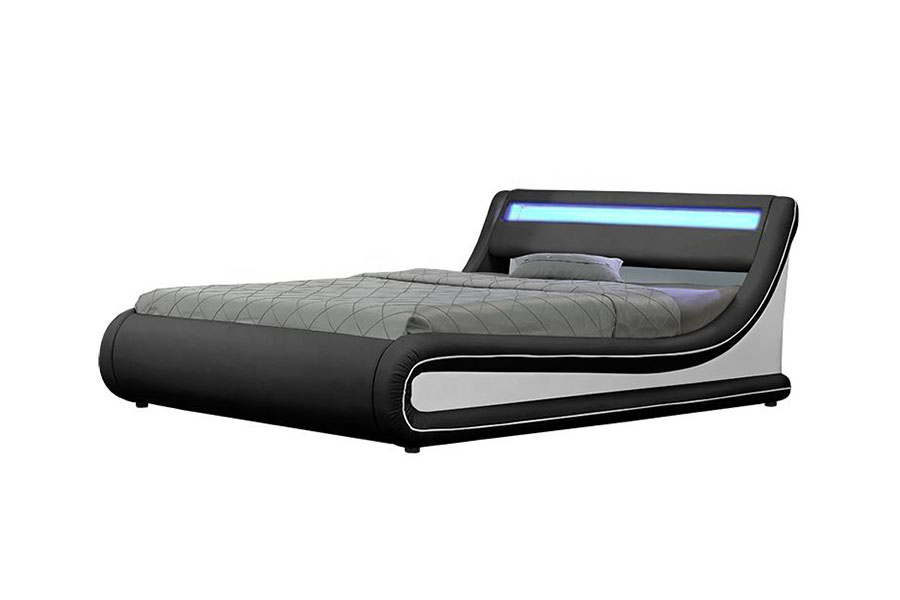 1138-1G Parang Wave LED Gas Lift Ottoman PU Leather Bed
