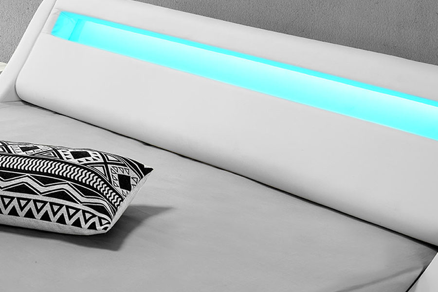 1137-1 Smart LED King Storage Leather Upholstered Bed Frame