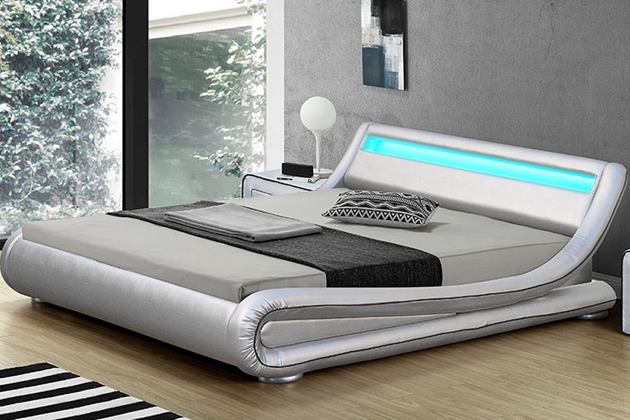 1137-1 Smart LED King Storage Leather Upholstered Bed Frame
