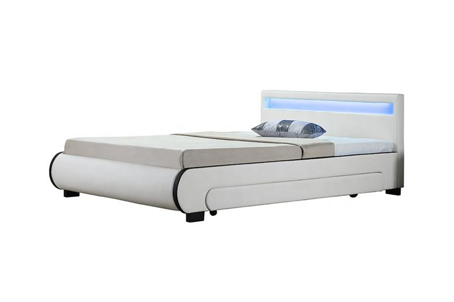1135-1D LED Storage Upholstered Drawer PU Leather Bed