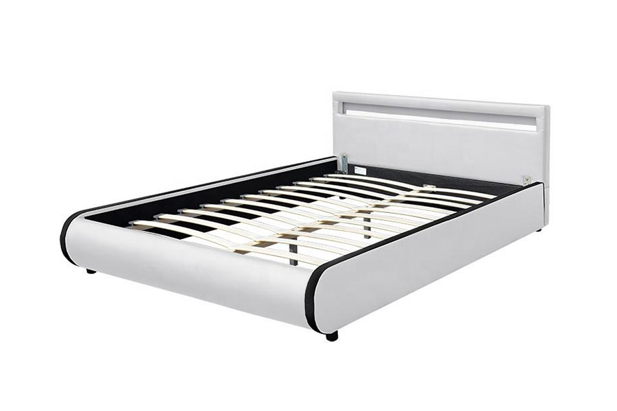 1125-1 Double PU Leather Solid Wood Upholstered Bed