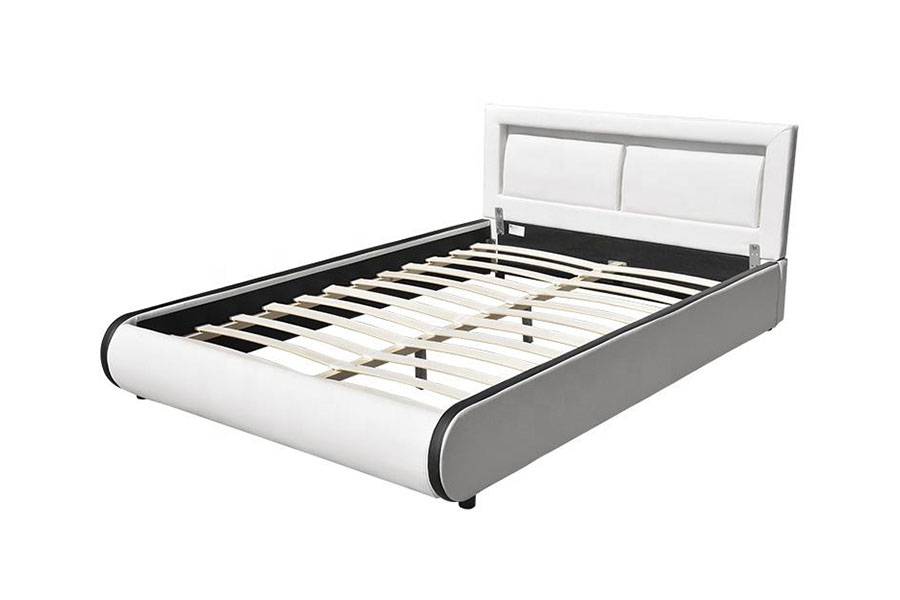 1124-1 Modernong European LED Cushioned Leather Upholstered Bed Frame