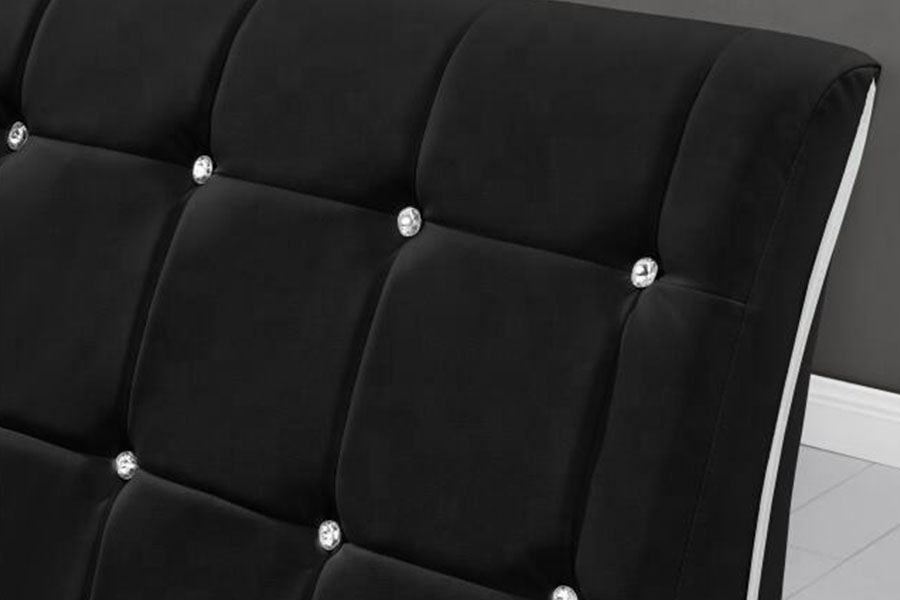 1144-1 Tufted Faux Leather Luxury LED Upholstered Bed Frame