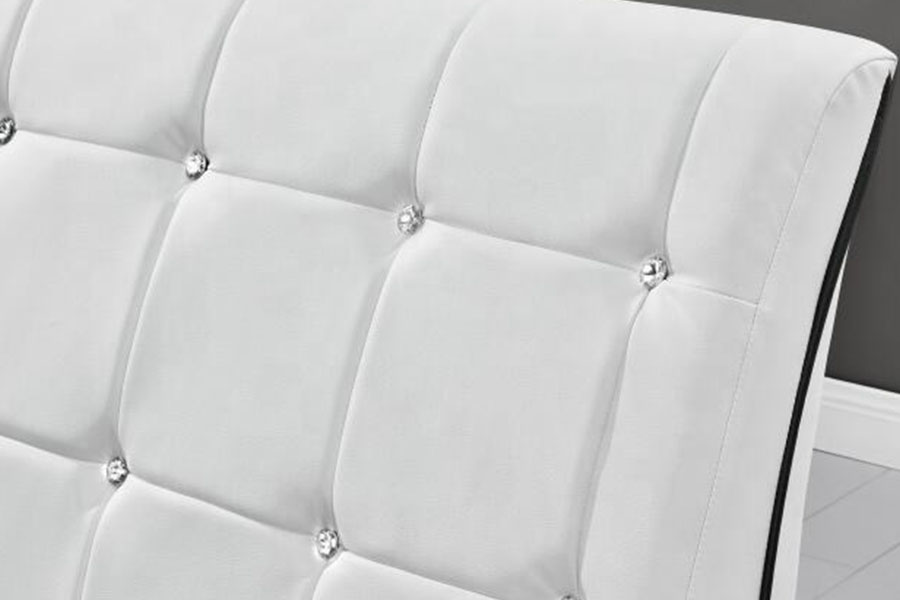 1144-1 Tufted Faux Leather Luxury LED Upholstered Bed Frame