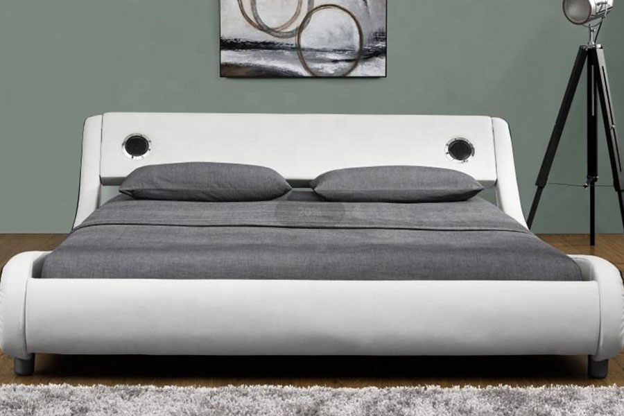 1140S Gas Lift Music Speaker Synthetic Leather Bed Frame