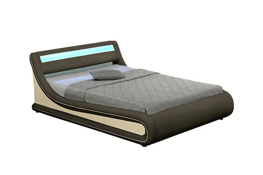1138G Ottoman King LED PU Leather Upholstered Bed Frame