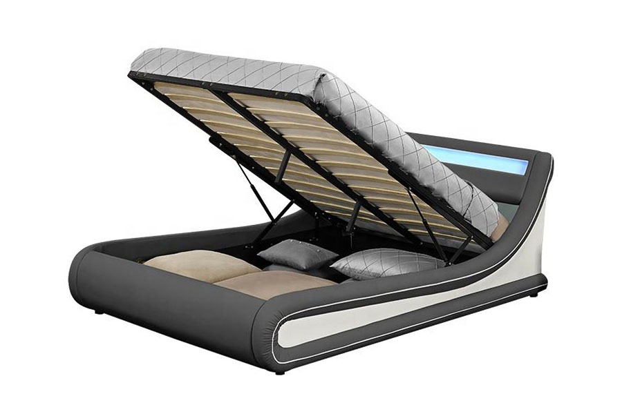 1138G Ottoman King LED PU Leather Upholstered Bed Frame
