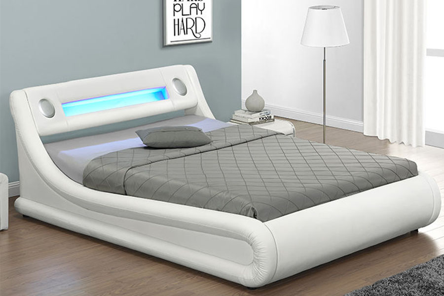 1138G Ottoman King LED PU Leather Upholstered Bed Frame