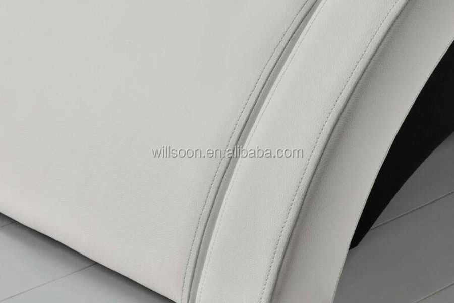 1187-1 Italian S-Shape LED Leather King Upholstered Bed Frame