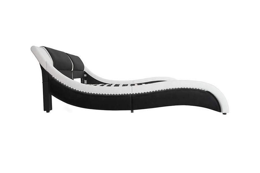 1178-1 Parang Wave LED Frame Leather Queen King Upholstered Bed