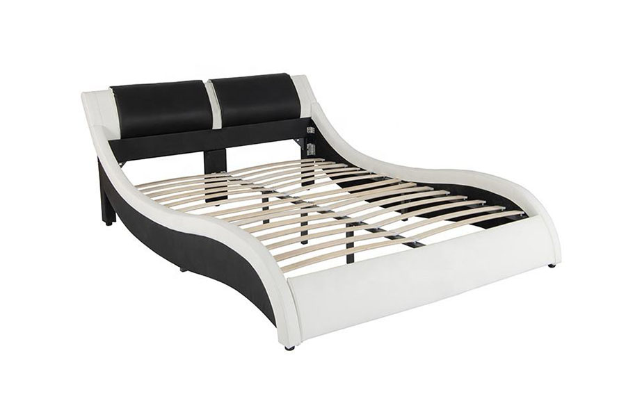 1178-1 Parang Wave LED Frame Leather Queen King Upholstered Bed