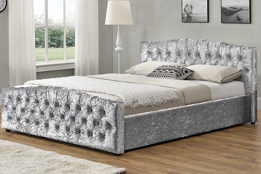 1173G Linen Fabric Gas Lift Ottoman Soft Panel Storage Bed