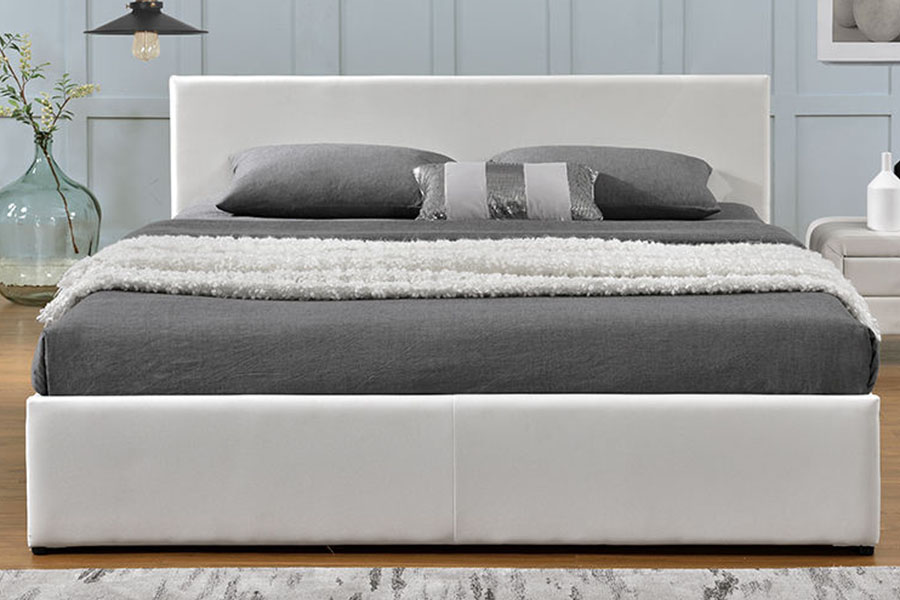 1166G King Ottoman Gas Lift PU Velvet Storage Bed Frame