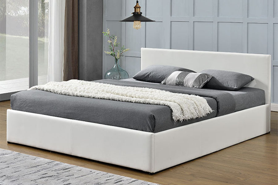 1166G King Ottoman Gas Lift PU Velvet Storage Bed Frame