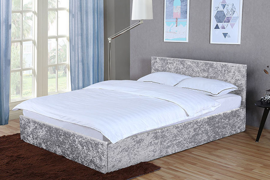 1166G King Ottoman Gas Lift PU Velvet Storage Bed Frame