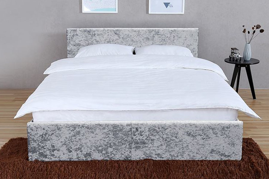1166G King Ottoman Gas Lift PU Velvet Storage Bed Frame