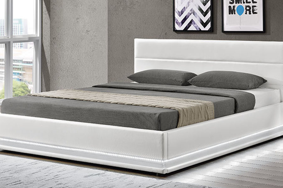 1165-1G Modern Luxury Leather Storage LED Upholstered Bed Frame