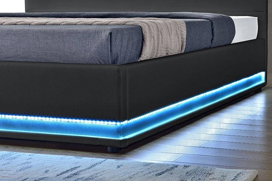 1165-1G Modern Luxury Leather Storage LED Upholstered Bed Frame