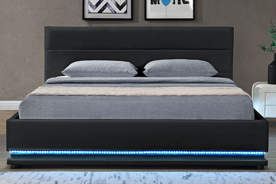 1165-1G Modern Luxury Leather Storage LED Upholstered Bed Frame