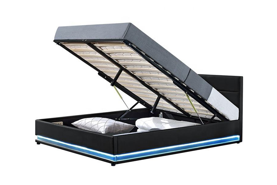 1165-1G Modern Luxury Leather Storage LED Upholstered Bed Frame