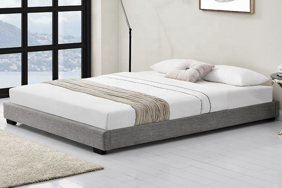1159A King Queen Linen Solid Wood Frame Upholstered Bed
