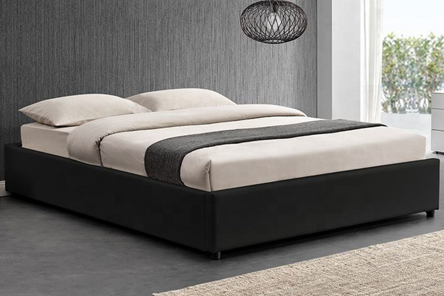 1155G Modernong Faux Leather Hotel Gas Lift Storage Bed Frame