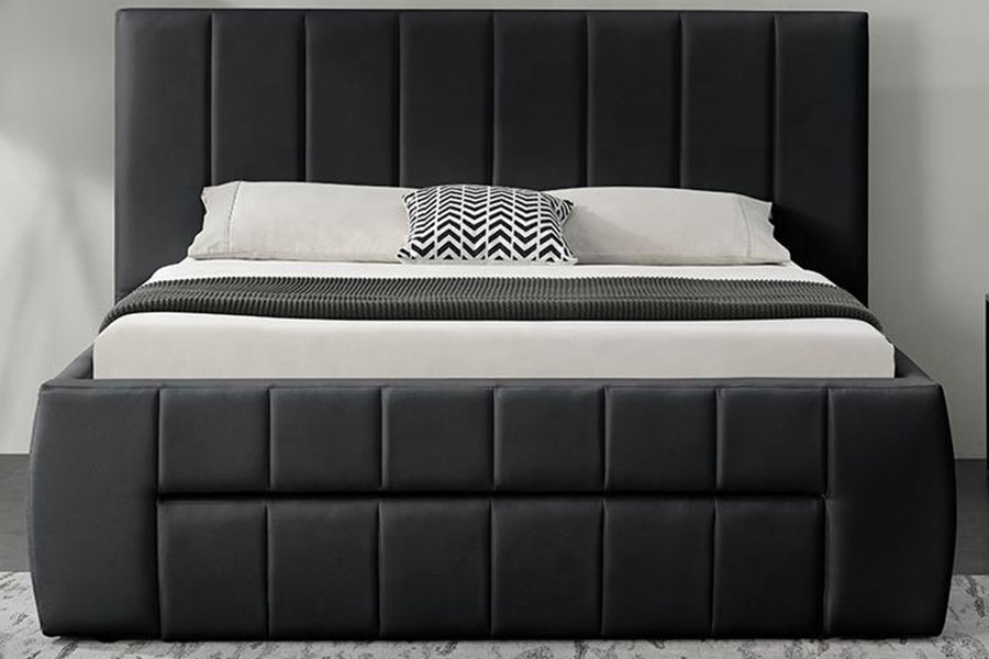 1238D European PU-Leather Drawer-Storage King Upholstered Bed Frame