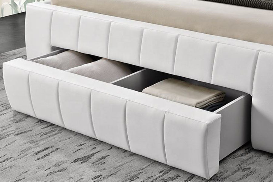 1238D European PU-Leather Drawer-Storage King Upholstered Bed Frame