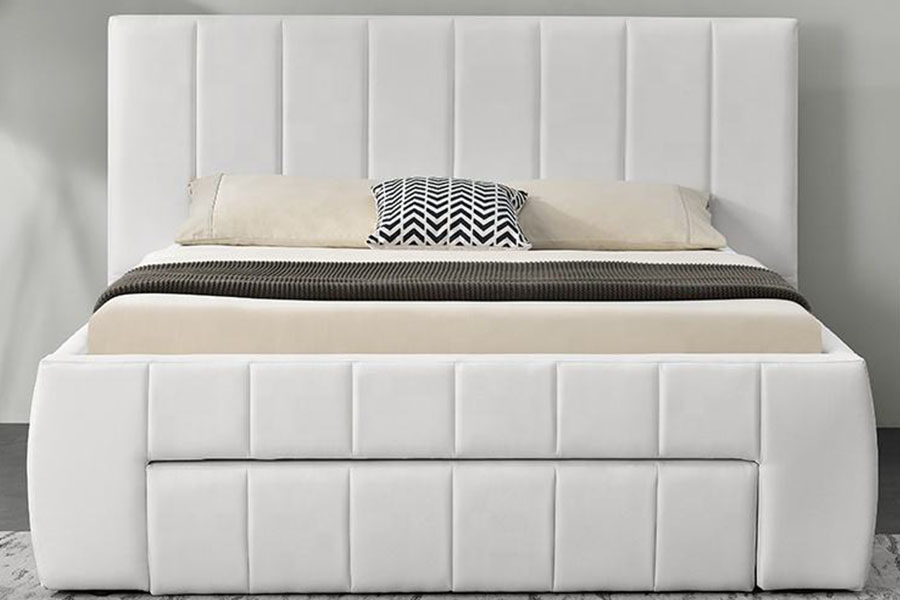 1238D European PU-Leather Drawer-Storage King Upholstered Bed Frame