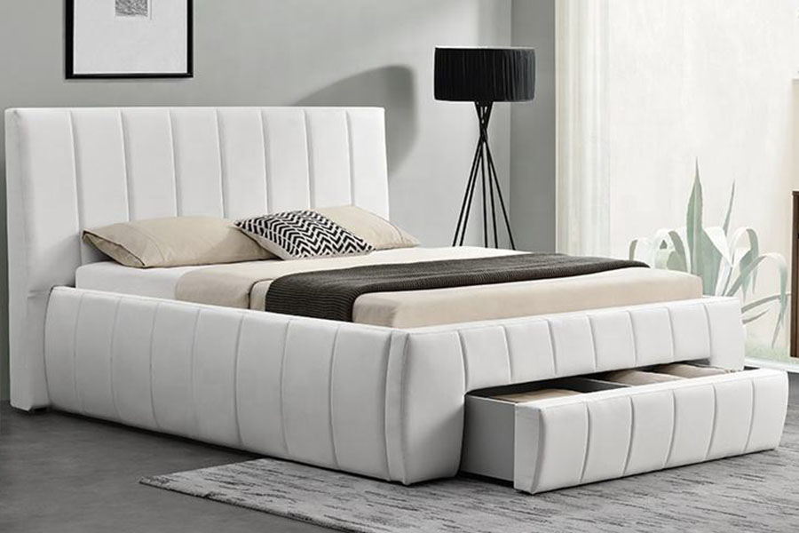 1238D European PU-Leather Drawer-Storage King Upholstered Bed Frame