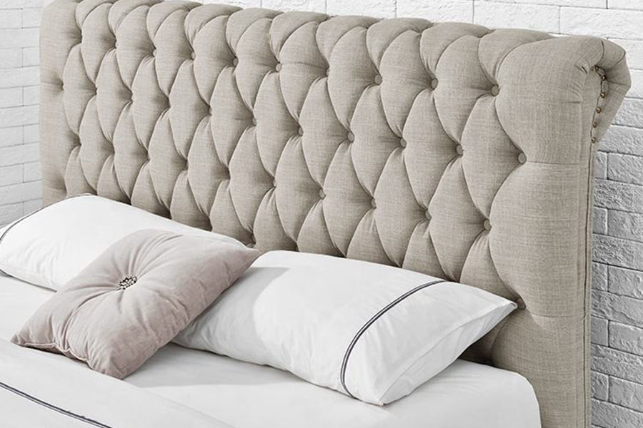 1217D European Velvet Rhombus-Headboard King Four-Drawer Storage Bed Frame