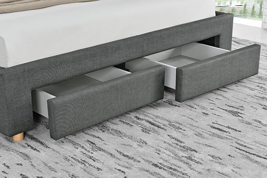1216D Minimalist Four-Drawer Fabric Upholstered Storage Bed Frame