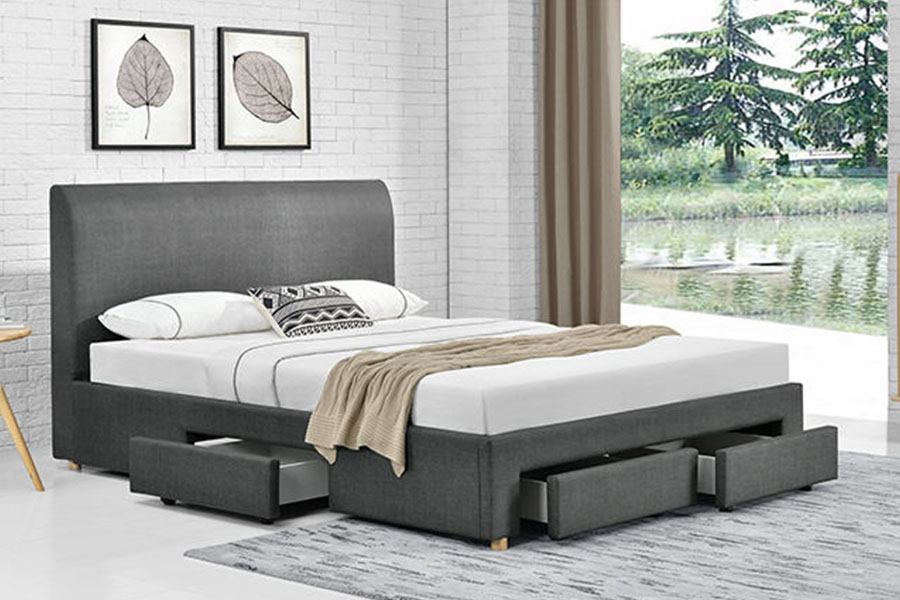 1216D Minimalist Four-Drawer Fabric Upholstered Storage Bed Frame