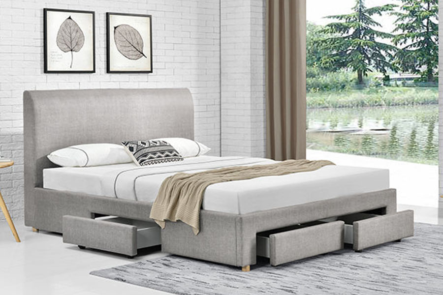 1216D Minimalist Four-Drawer Fabric Upholstered Storage Bed Frame