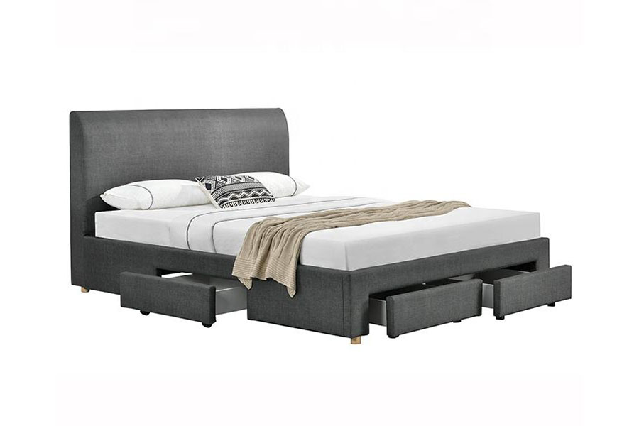 1216D Minimalist Four-Drawer Fabric Upholstered Storage Bed Frame