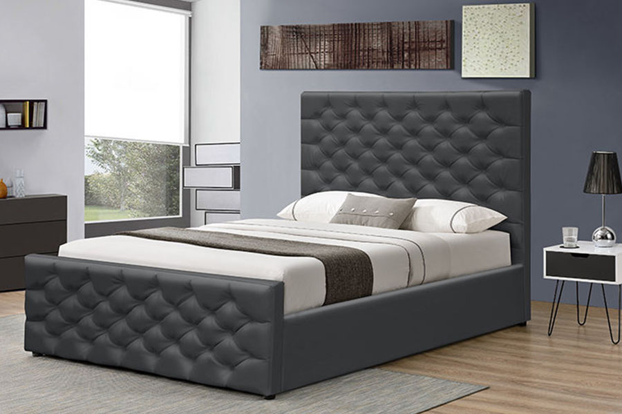 1208G Chesterfield Chenille-Velvet Sleigh Ottoman Storage Bed Frame