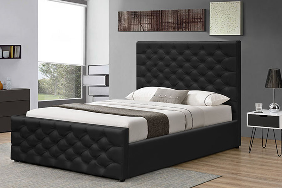 1208G Chesterfield Chenille-Velvet Sleigh Ottoman Storage Bed Frame