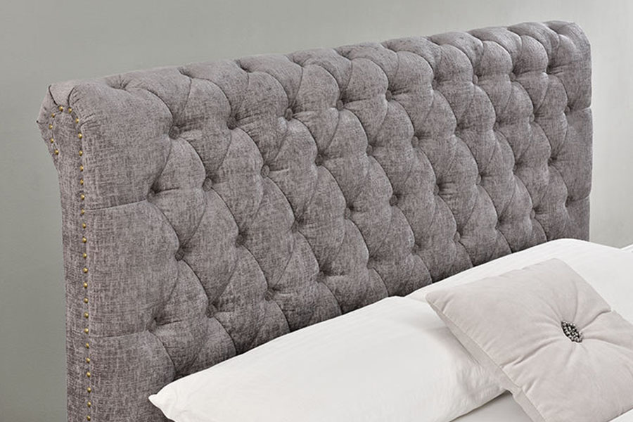 1208G Chesterfield Chenille-Velvet Sleigh Ottoman Storage Bed Frame