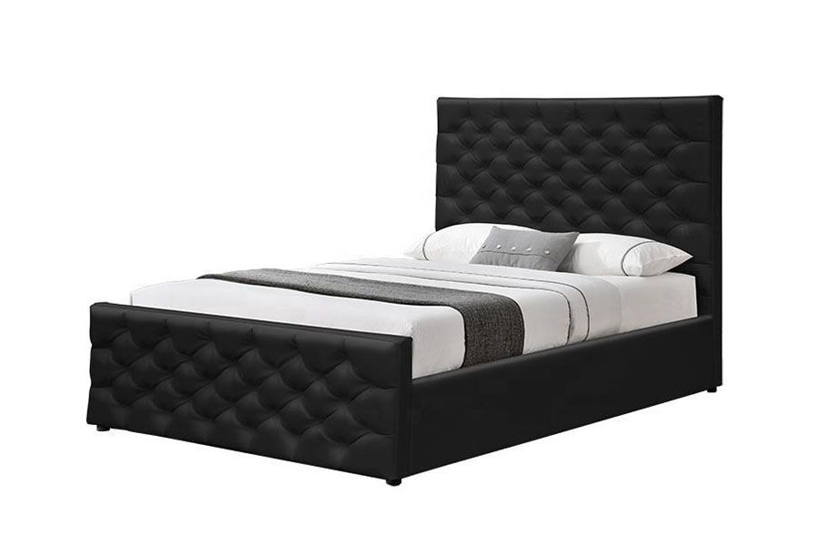 1207G European Faux-Leather Ottoman Double Gas Lift Storage Bed Frame