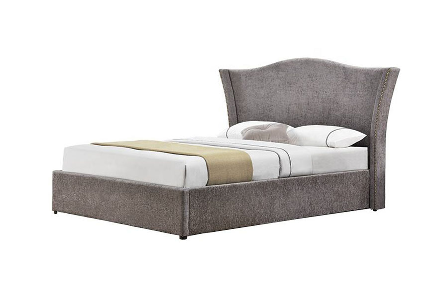 1206G Classical Crown Linen Fabric Gas Lift Storage Bed Frame