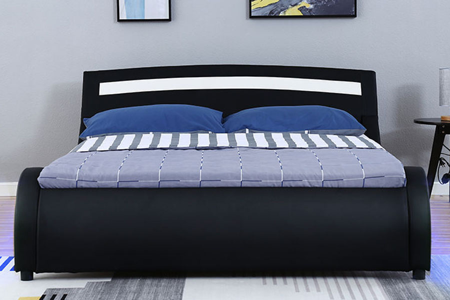 1188-1-2B Modernong PU Leather LED Upholstered Bed Frame