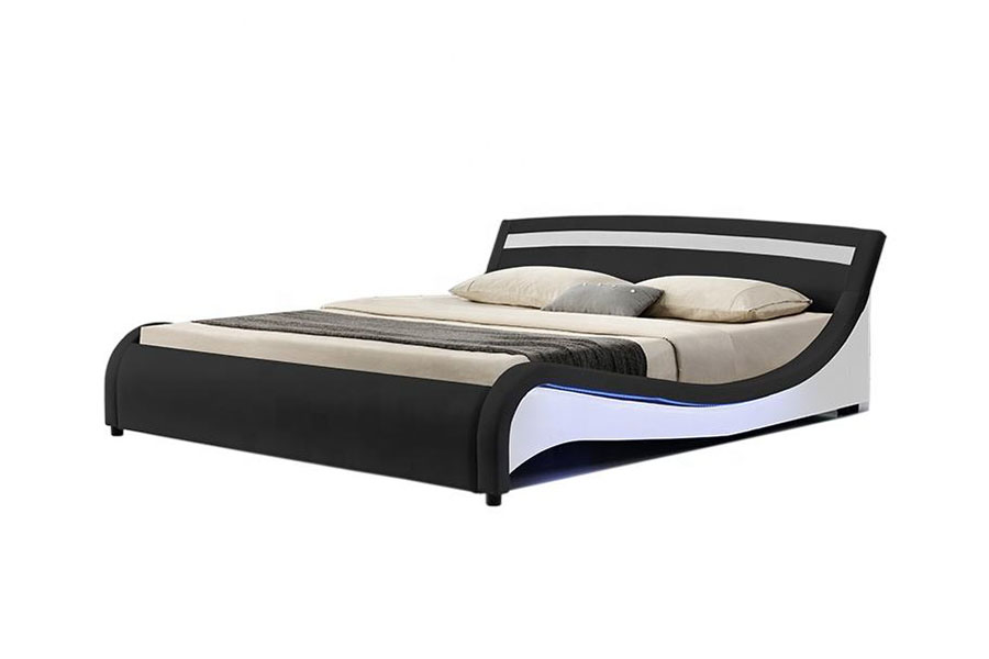 1188-1-2B Modernong PU Leather LED Upholstered Bed Frame