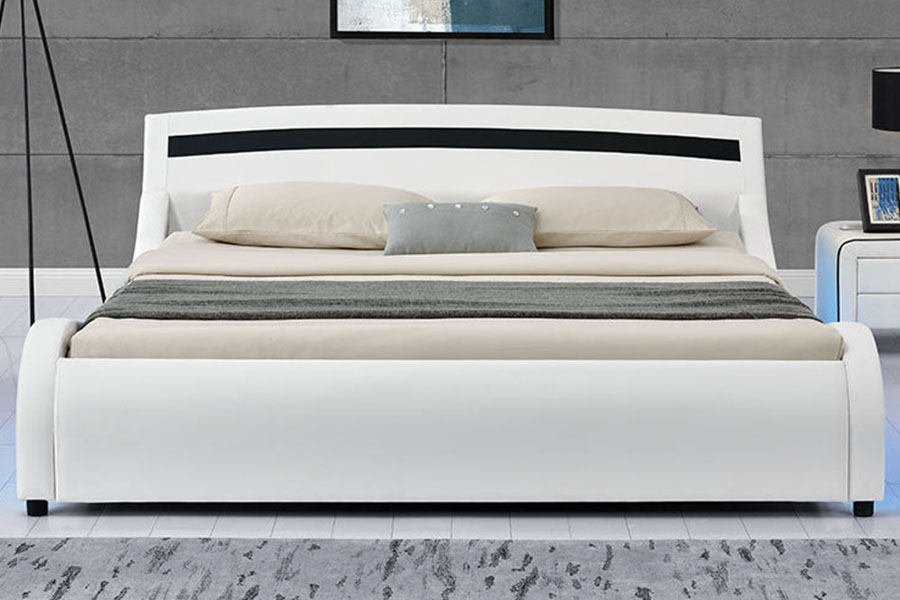 1188-1-2B Modernong PU Leather LED Upholstered Bed Frame