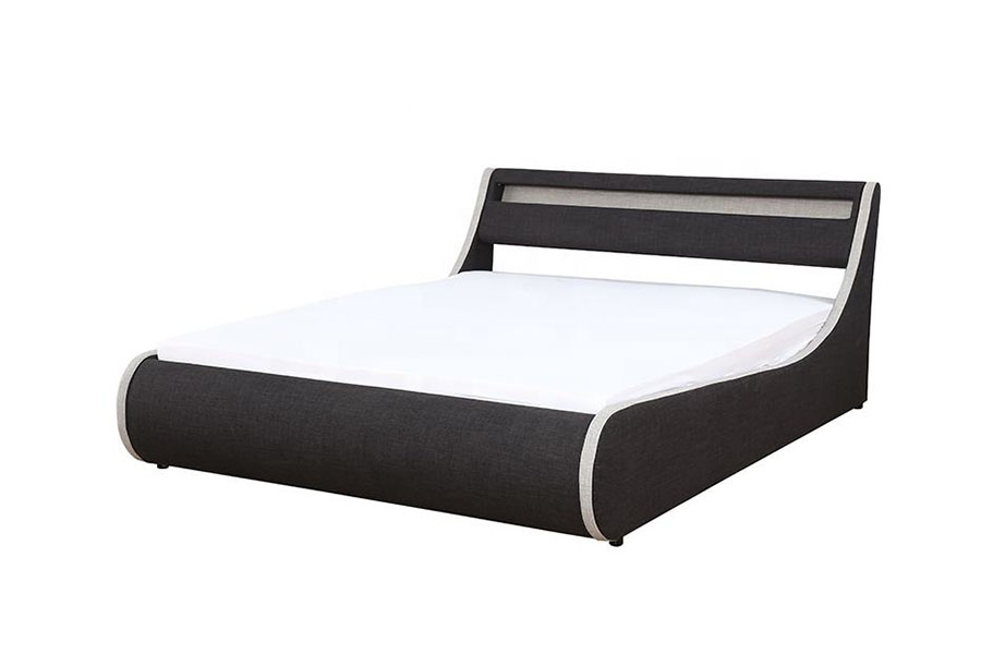 1408-1G Linen-Fabric Soft Wooden-Frame Ottoman Storage Upholstered Bed Frame